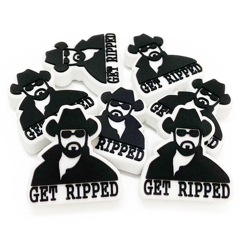 Al por mayor 10 piezas/paquete de cuentas de silicona del hombre negro